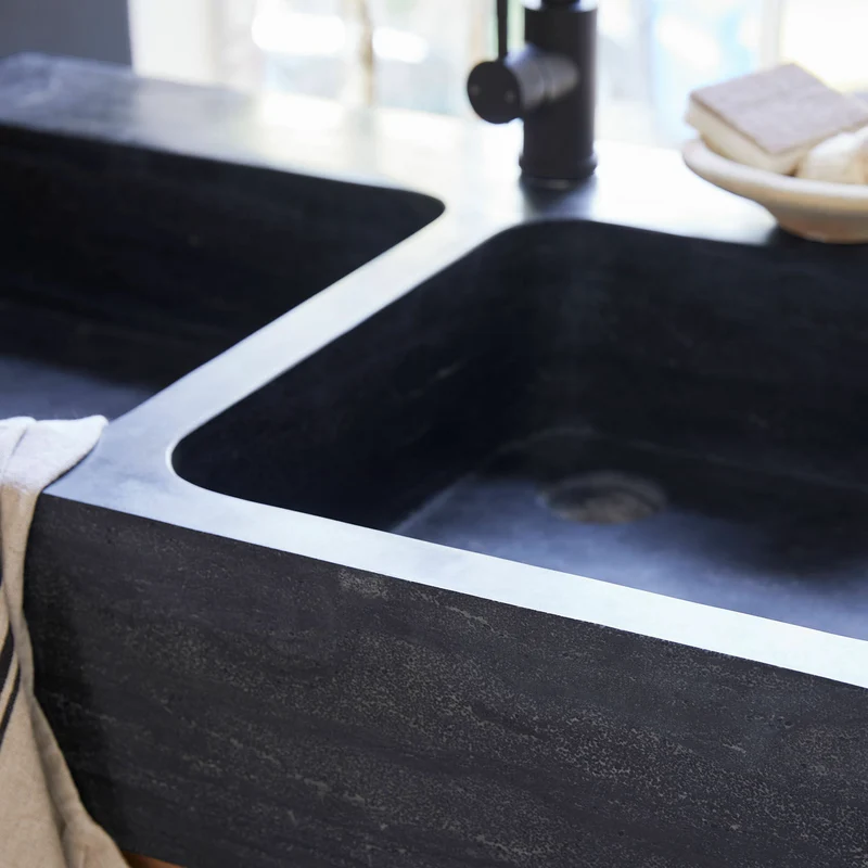 SUNNYBROOK Küchen-Set 4-tlg. – Landhausküche Aus Altholz Mit Bluestone-Arbeitsplatten