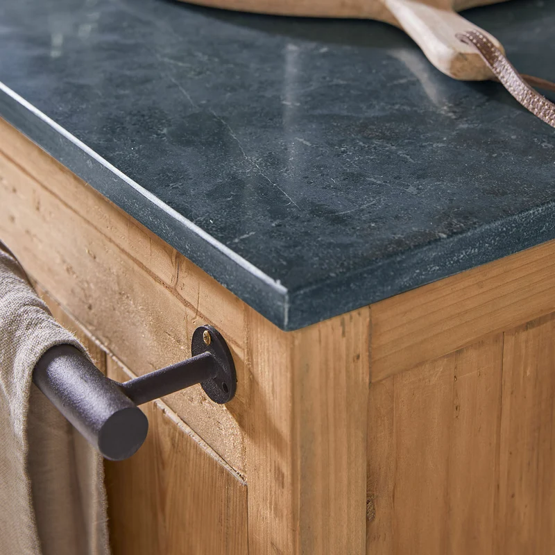 SUNNYBROOK Küchen-Set 4-tlg. – Landhausküche Aus Altholz Mit Bluestone-Arbeitsplatten