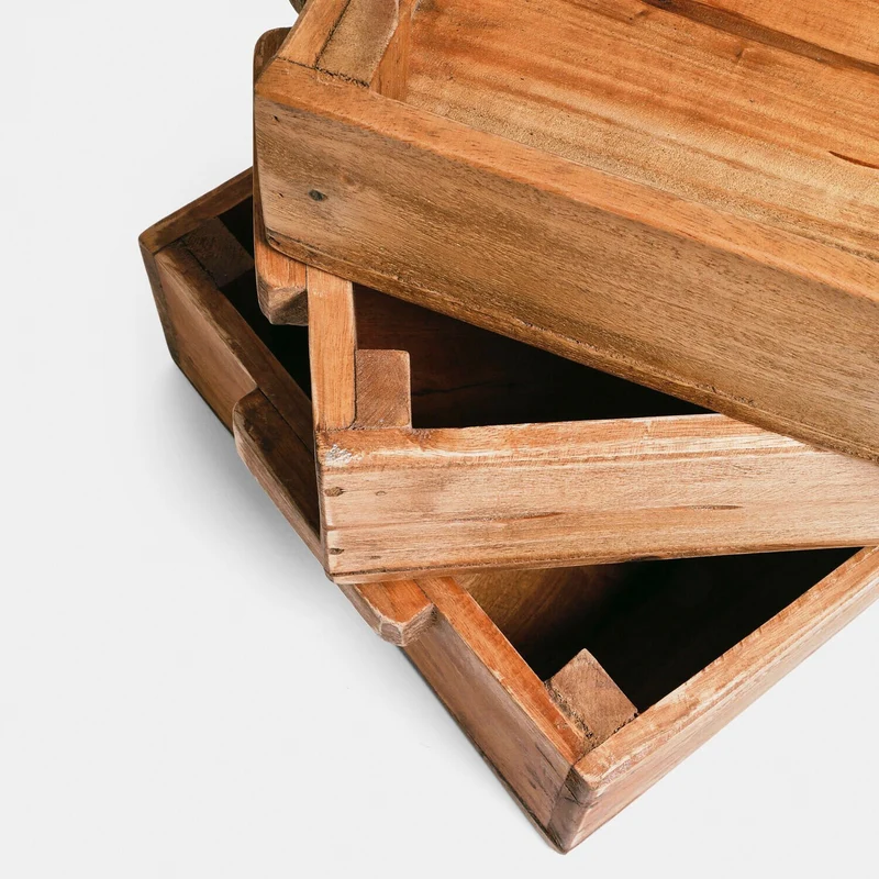 TAREVO Box 3er-Set – Dekorative Aufbewahrungsboxen Aus Holz Mit Vintage-Charme