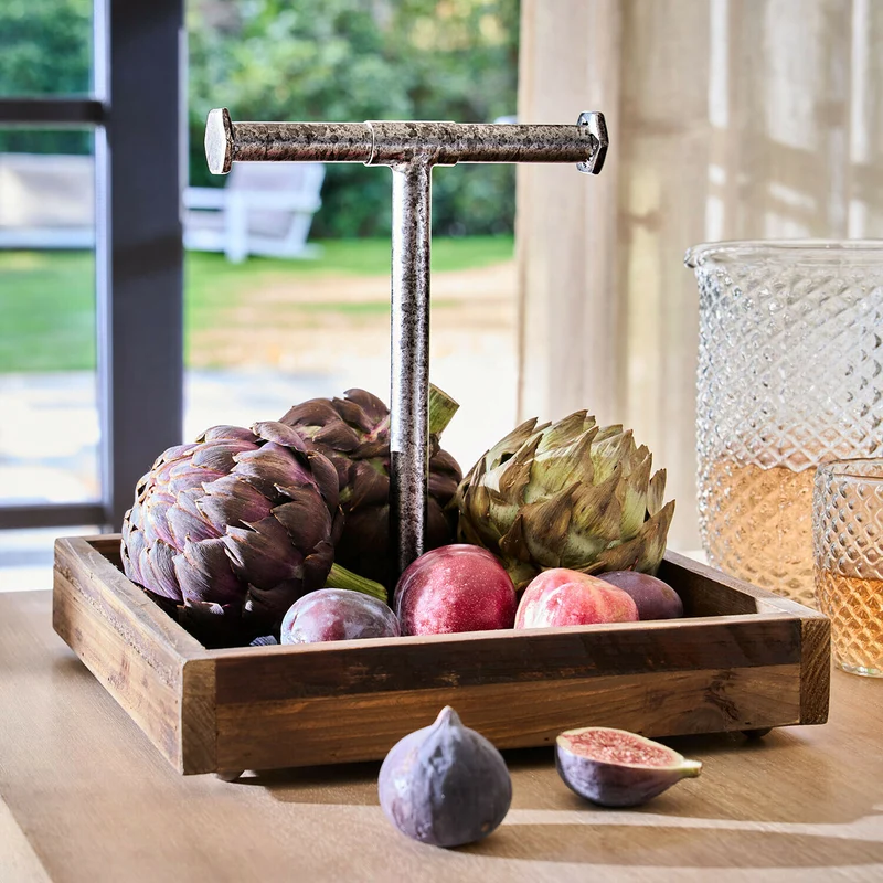 FARROWBY Tablett – Handgefertigtes Serviertablett Aus Mangoholz Mit Antik-Finish