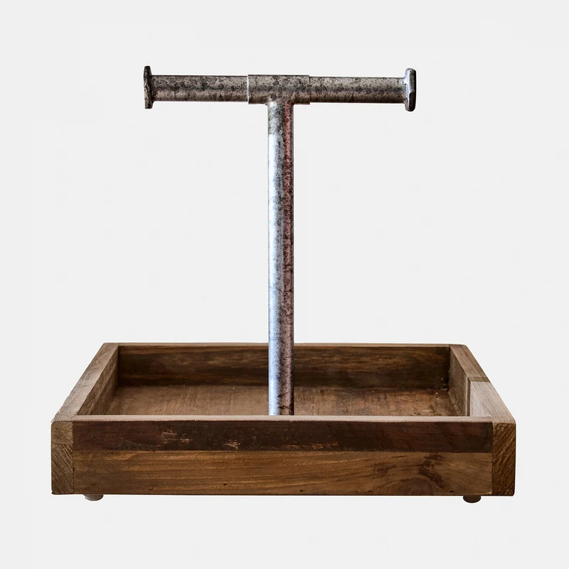 FARROWBY Tablett – Handgefertigtes Serviertablett Aus Mangoholz Mit Antik-Finish