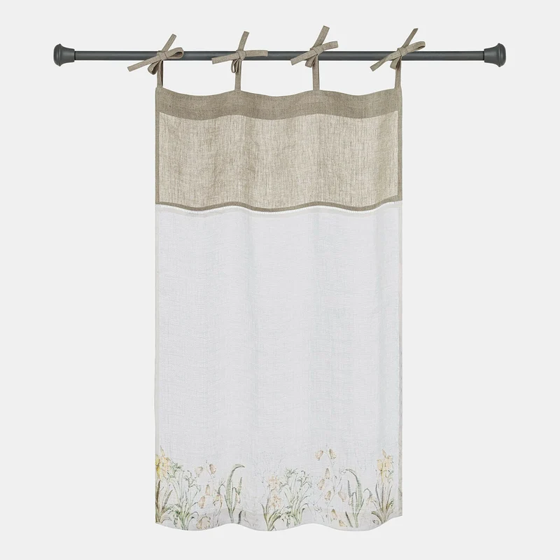 LOZÈRE Scheibengardine – Romantische Leinengardine Mit Floralem Print