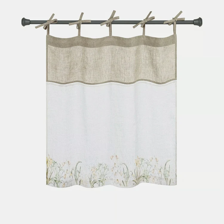 LOZÈRE Scheibengardine – Romantische Leinengardine Mit Floralem Print