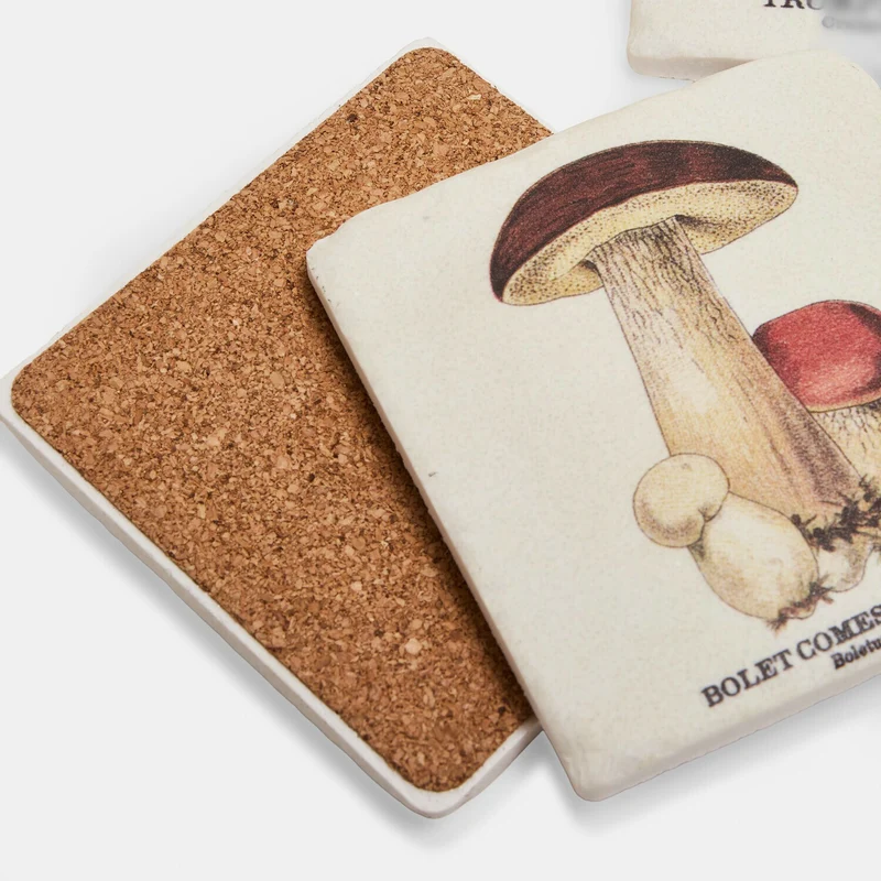 JANDORIA Untersetzer 4er-Set – Botanische Untersetzer Mit Vintage-Pilzmotiven