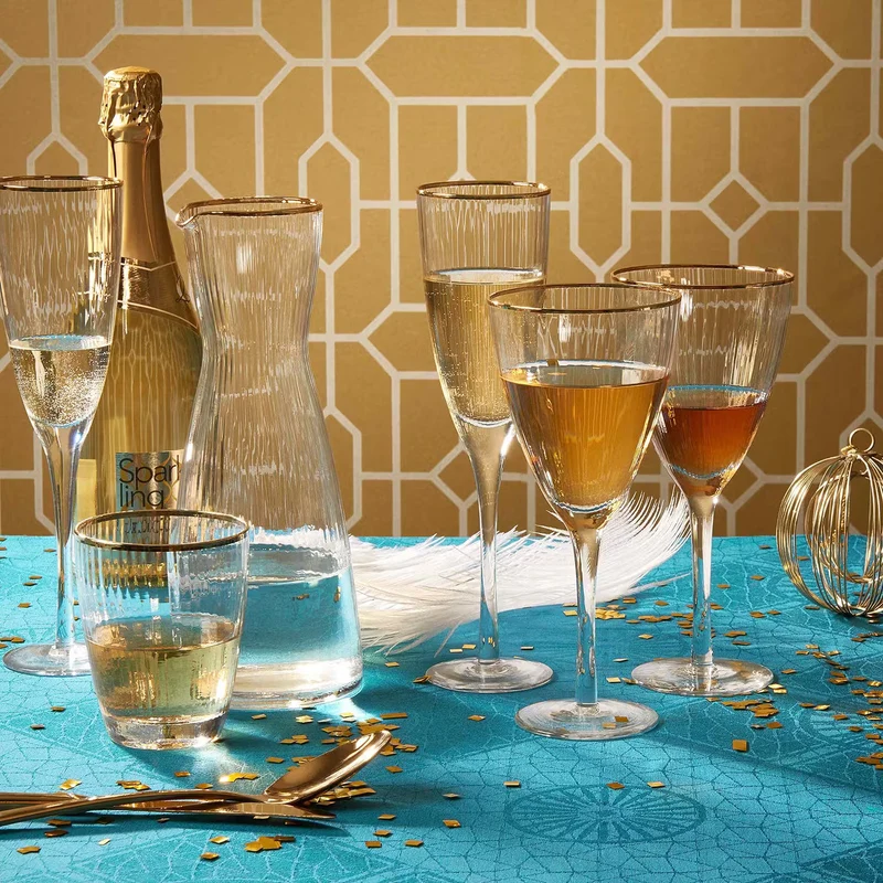 GOLDEN TWENTIES Wasserglas 4er-Set – Elegante Kristallgläser Mit Goldrand