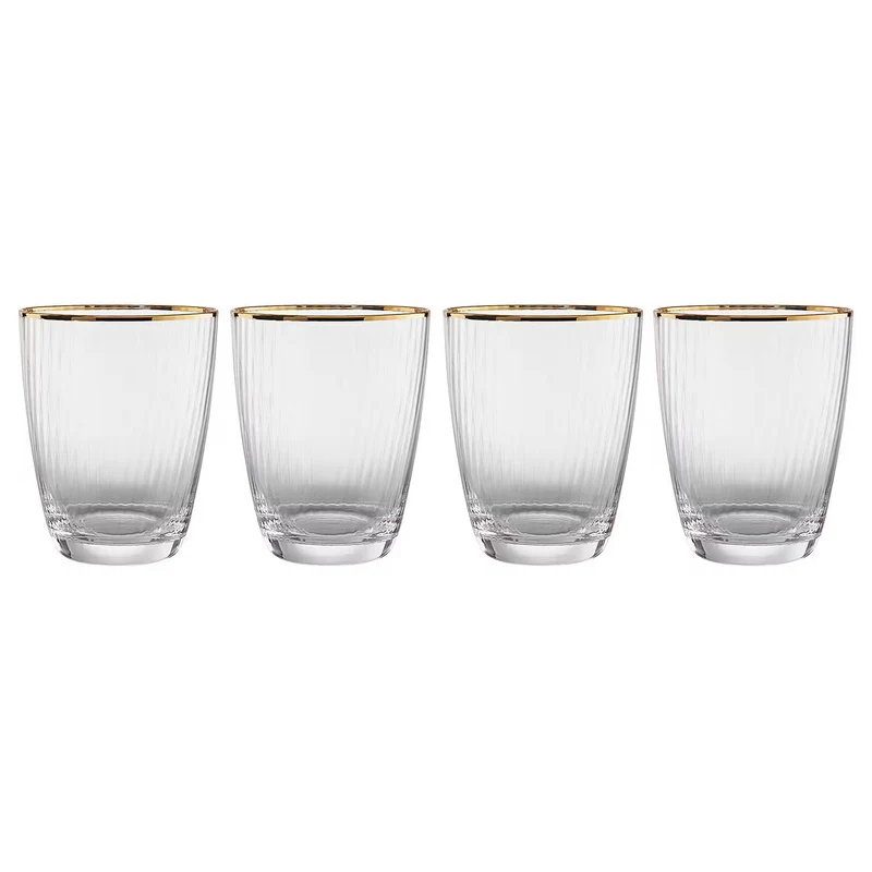 GOLDEN TWENTIES Wasserglas 4er-Set – Elegante Kristallgläser Mit Goldrand