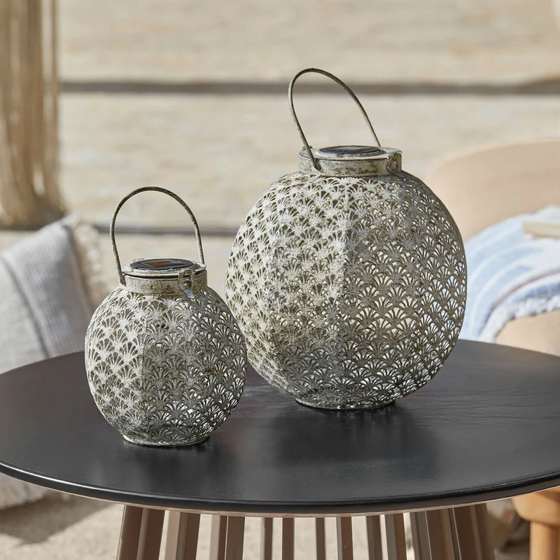 OMIRAH Solar-Laternen 2er-Set – Dekorative Solar-Gartenlaternen mit Antik-Finish