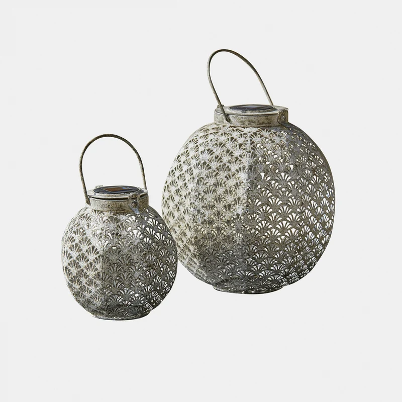 OMIRAH Solar-Laternen 2er-Set – Dekorative Solar-Gartenlaternen mit Antik-Finish