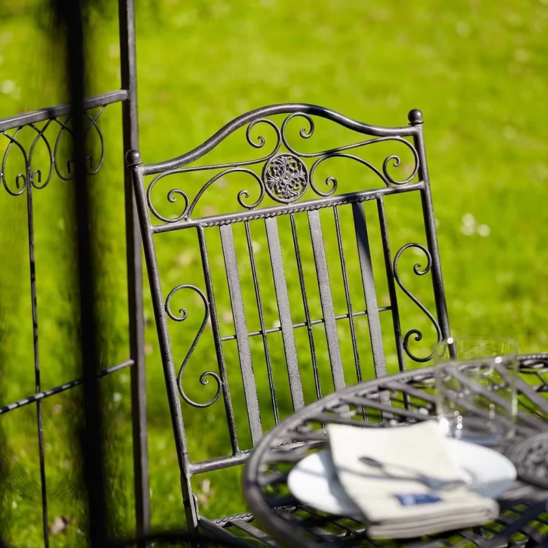 TERRACE HILL Gartenmöbel-Set 3-teilig – Vintage Klappbares Eisen-Bistro-Set