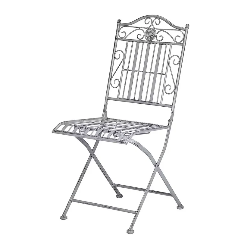TERRACE HILL Gartenmöbel-Set 3-teilig – Klappbares Eisen-Bistro-Set in Vintage Grau