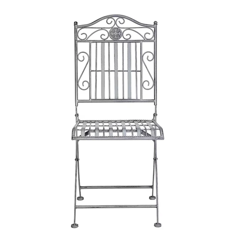 TERRACE HILL Gartenmöbel-Set 3-teilig – Klappbares Eisen-Bistro-Set in Vintage Grau