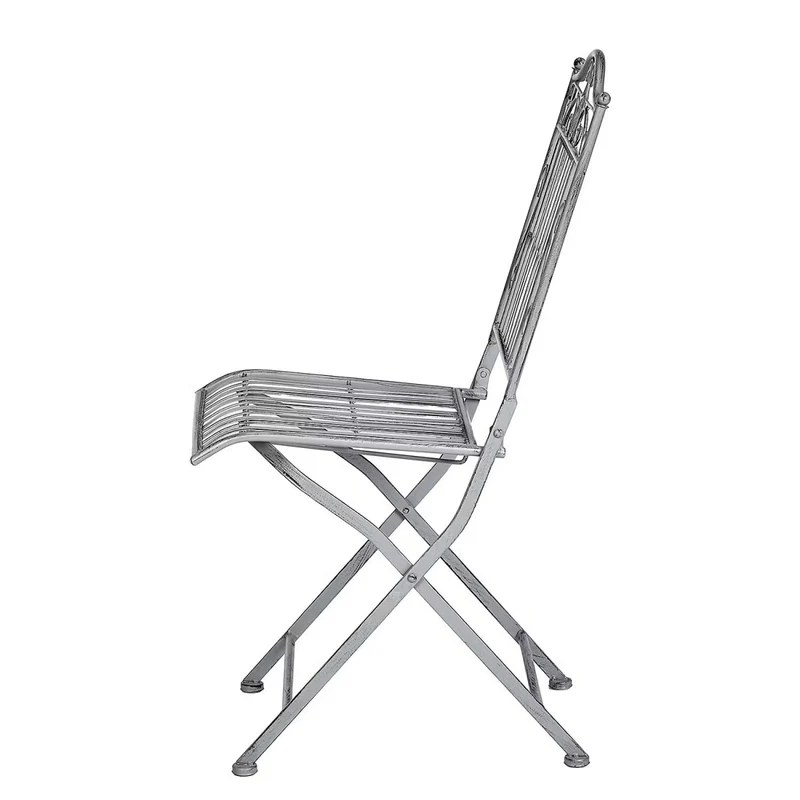 TERRACE HILL Gartenmöbel-Set 3-teilig – Klappbares Eisen-Bistro-Set in Vintage Grau