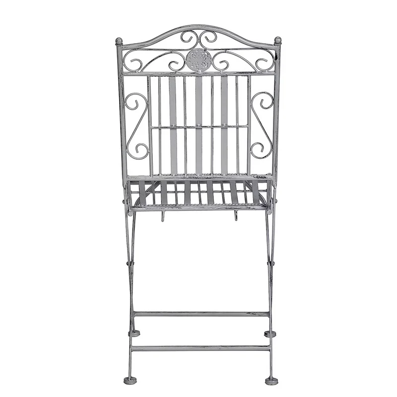 TERRACE HILL Gartenmöbel-Set 3-teilig – Klappbares Eisen-Bistro-Set in Vintage Grau