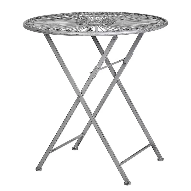 TERRACE HILL Gartenmöbel-Set 3-teilig – Klappbares Eisen-Bistro-Set in Vintage Grau