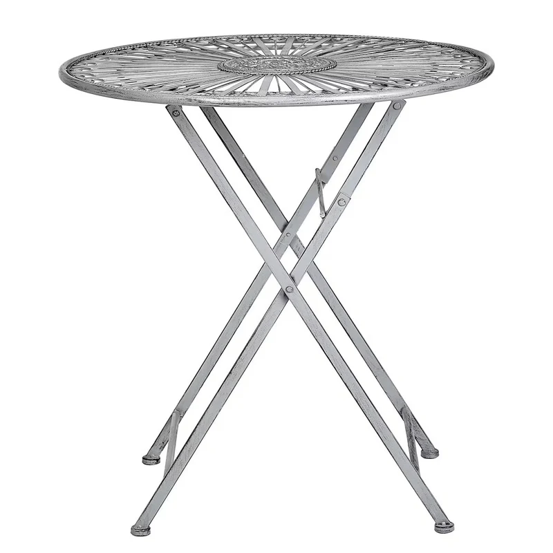 TERRACE HILL Gartenmöbel-Set 3-teilig – Klappbares Eisen-Bistro-Set in Vintage Grau