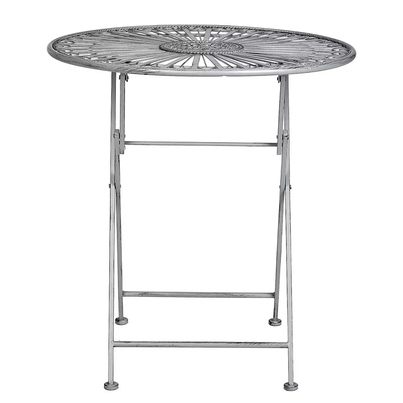 TERRACE HILL Gartenmöbel-Set 3-teilig – Klappbares Eisen-Bistro-Set in Vintage Grau