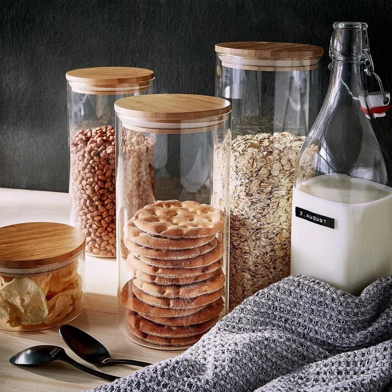 WOODLOCK Vorratsglas 1,75 L – Borosilikatglas Mit Bambusdeckel