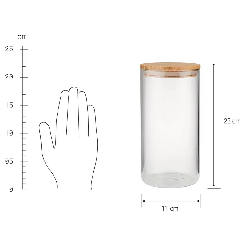 WOODLOCK Vorratsglas 1,75 L – Borosilikatglas Mit Bambusdeckel