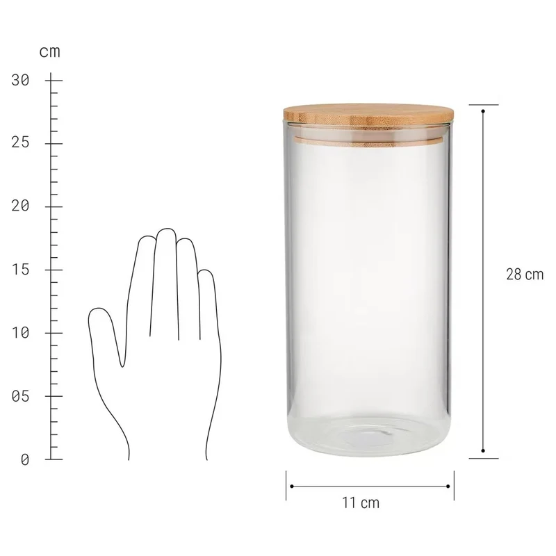 WOODLOCK Vorratsglas 1,75 L – Borosilikatglas Mit Bambusdeckel