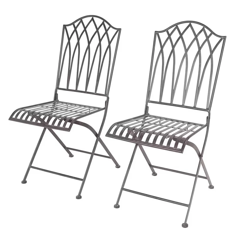 MANDALA GARDEN Gartenstuhl 2er-Set – Klappbare Metall-Outdoor-Stühle in Rustikal-Braun