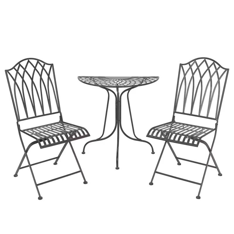 MANDALA GARDEN Gartenstuhl 2er-Set – Klappbare Metall-Outdoor-Stühle in Rustikal-Braun