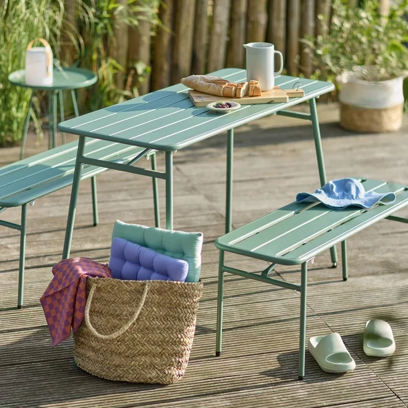 LINESIDE Gartenmöbel-Set 3-teilig – Stahl Bistro-Set in Salbeigrün