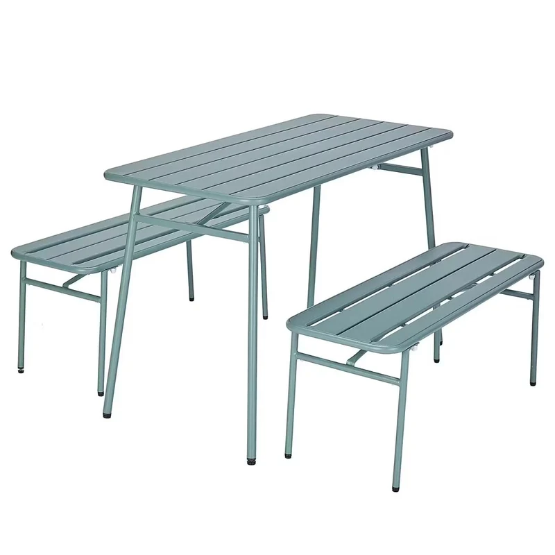 LINESIDE Gartenmöbel-Set 3-teilig – Stahl Bistro-Set in Salbeigrün
