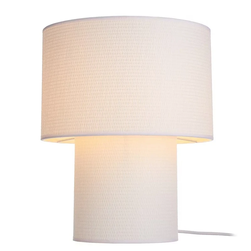 WHITE WEST Tischleuchte – Minimalistische weiße Metall- & Stoff-Tischlampe