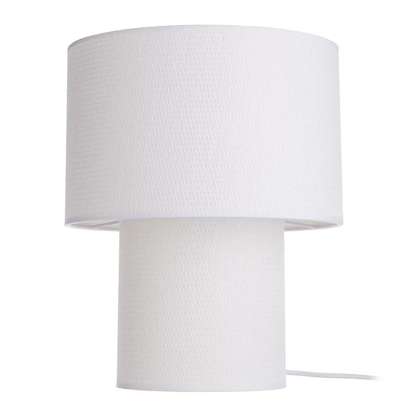 WHITE WEST Tischleuchte – Minimalistische weiße Metall- & Stoff-Tischlampe
