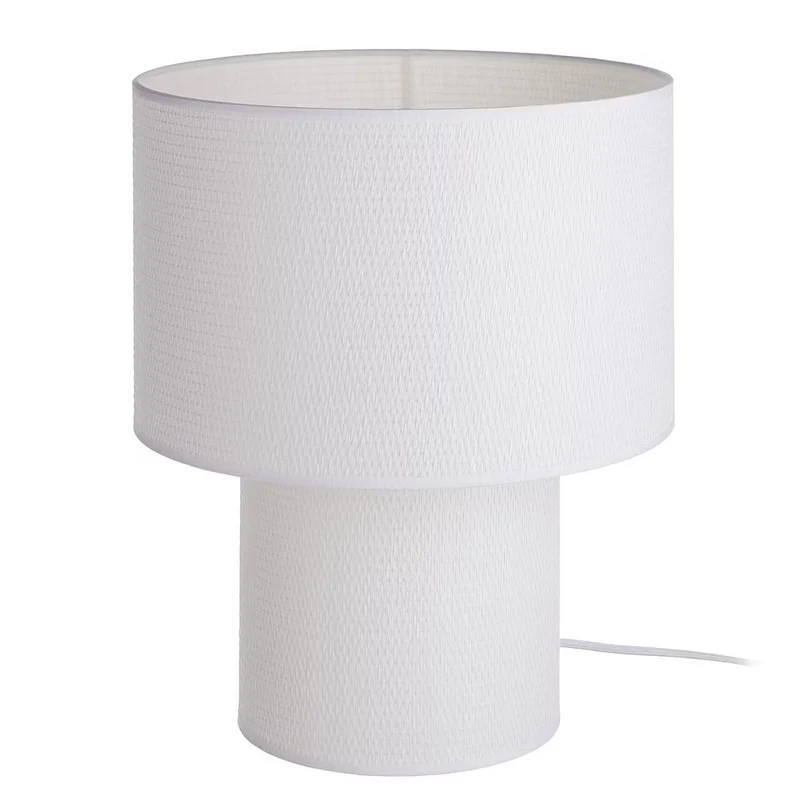 WHITE WEST Tischleuchte – Minimalistische weiße Metall- & Stoff-Tischlampe