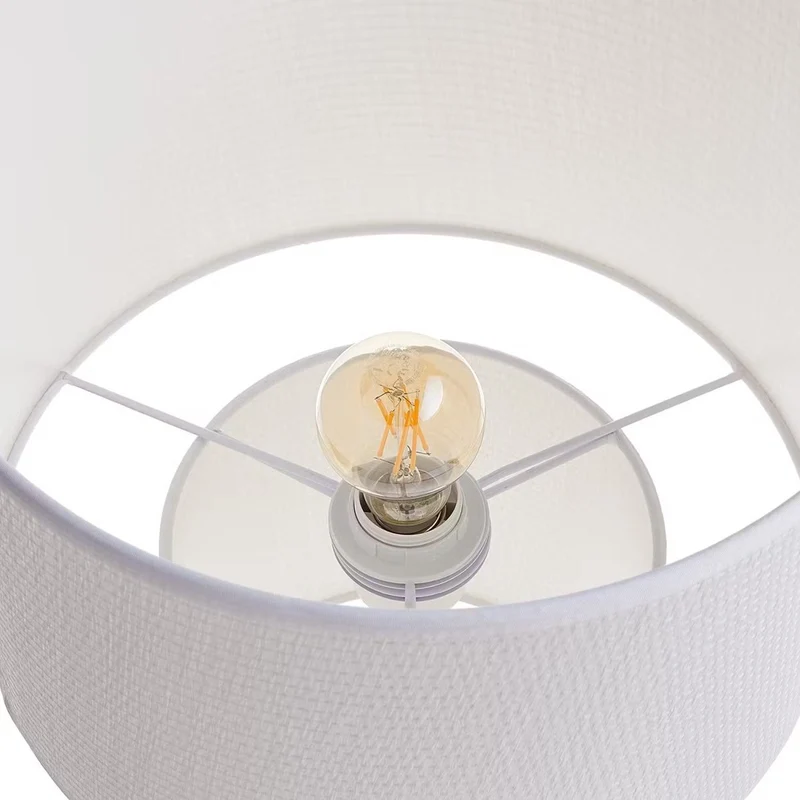 WHITE WEST Tischleuchte – Minimalistische weiße Metall- & Stoff-Tischlampe