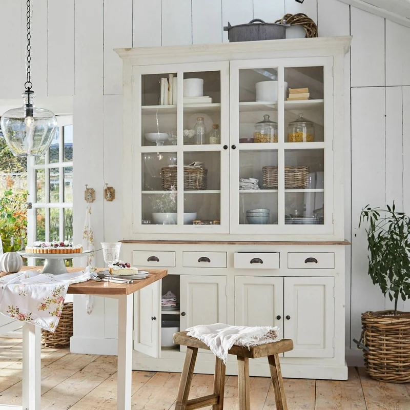 MORNINGSIDE Schrank – Massivholz-Vitrinenschrank Im Long-Island-Stil