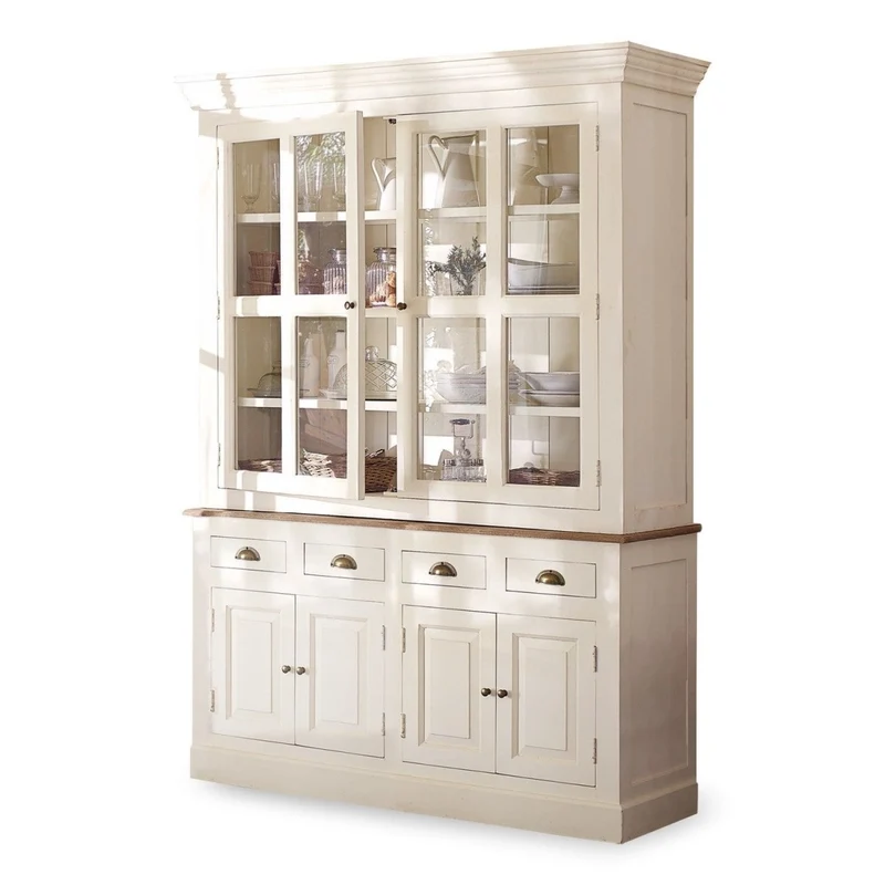 MORNINGSIDE Schrank – Massivholz-Vitrinenschrank Im Long-Island-Stil