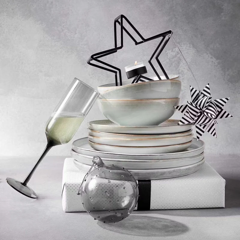 HENLEY Teller-Set 4er – Steinzeug-Teller mit reaktiver Glasur im Landhausstil