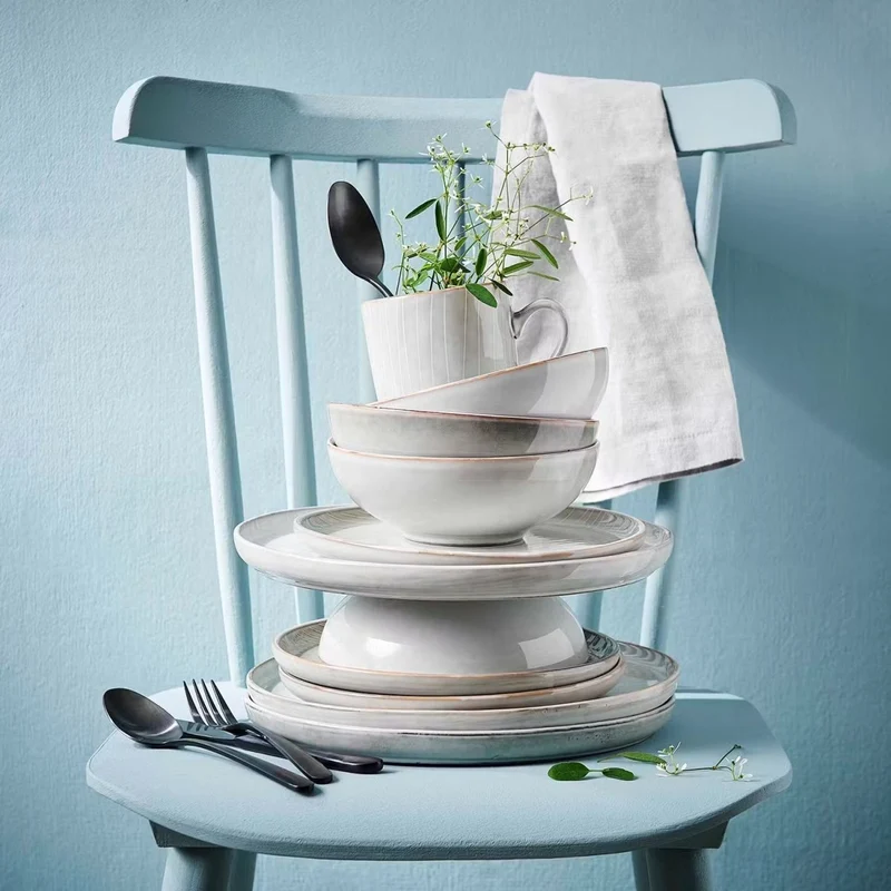 HENLEY Teller-Set 4er – Steinzeug-Teller mit reaktiver Glasur im Landhausstil