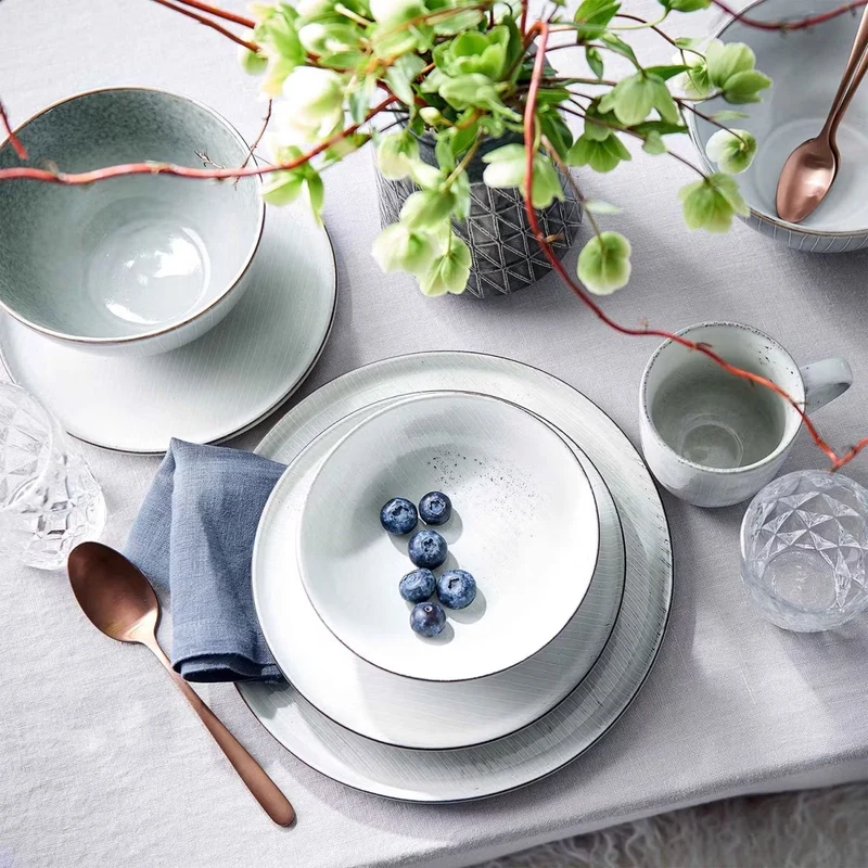HENLEY Teller-Set 4er – Steinzeug-Teller mit reaktiver Glasur im Landhausstil