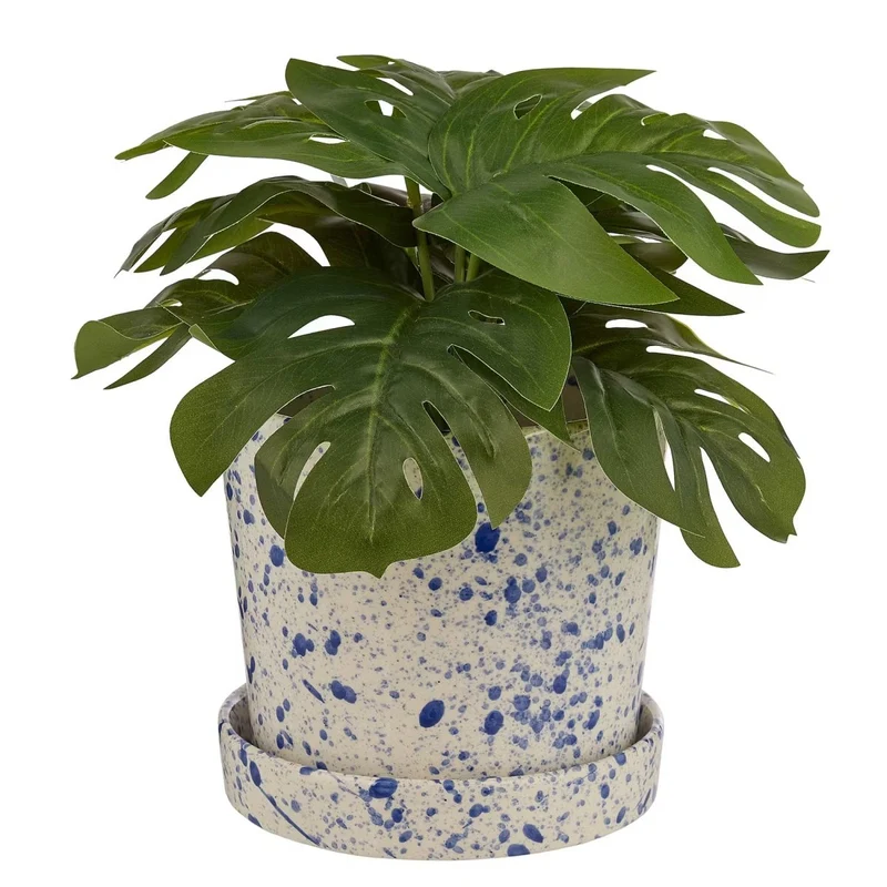 SPLASH Blumentopf mit Untersetzer – Künstlerischer Pflanztopf mit modernem Sprenkel-Design