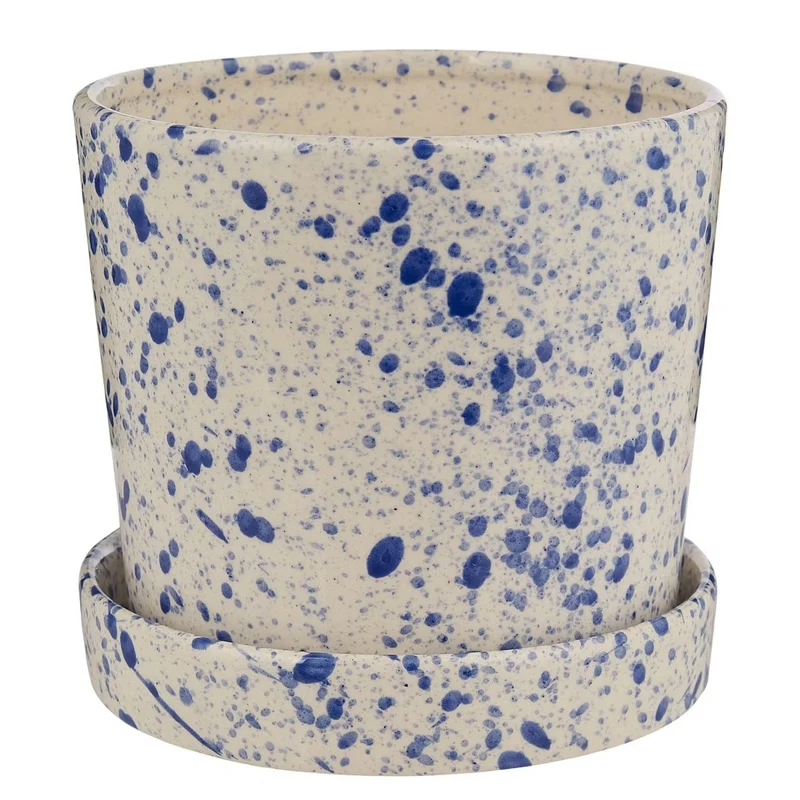 SPLASH Blumentopf mit Untersetzer – Künstlerischer Pflanztopf mit modernem Sprenkel-Design