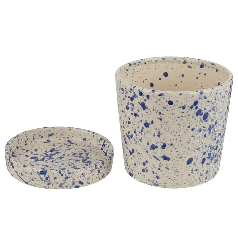 SPLASH Blumentopf mit Untersetzer – Künstlerischer Pflanztopf mit modernem Sprenkel-Design