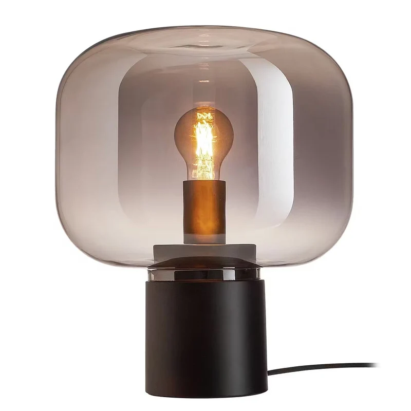 RUNA Tischleuchte – Moderne Tischlampe mit Rauchglas-Schirm