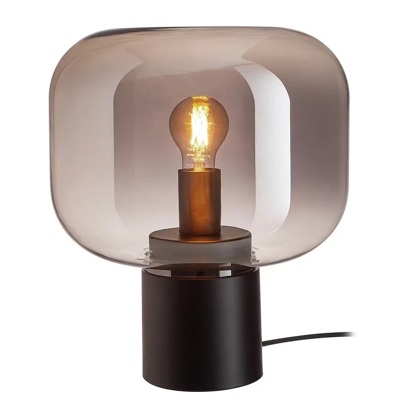 RUNA Tischleuchte – Moderne Tischlampe mit Rauchglas-Schirm