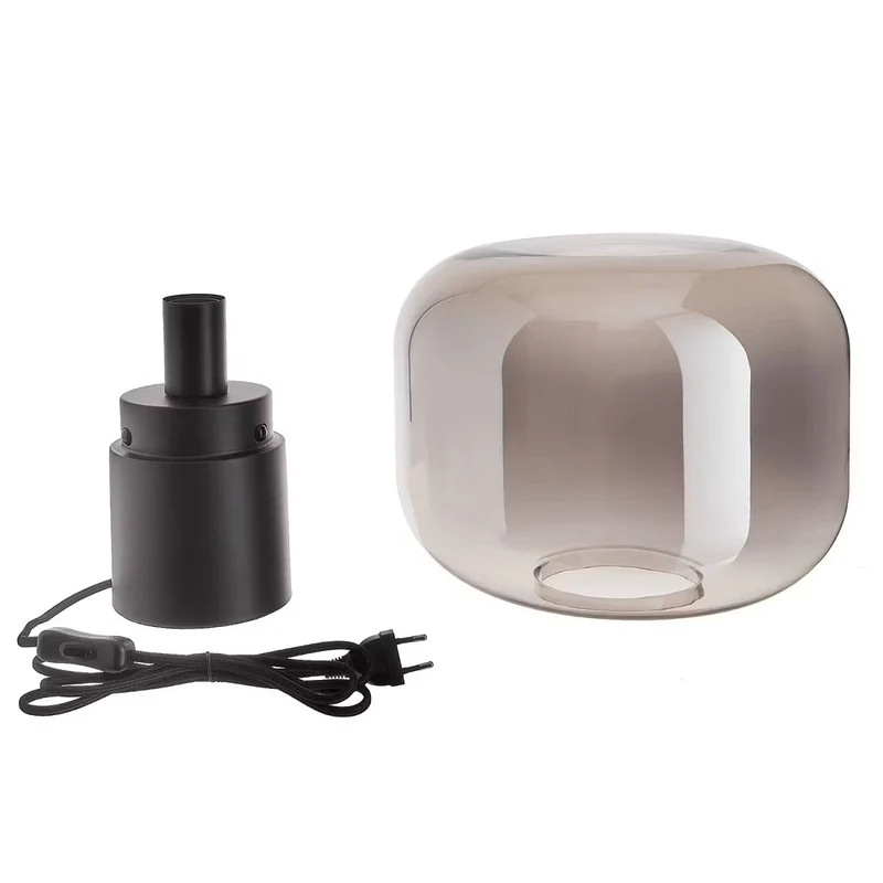 RUNA Tischleuchte – Moderne Tischlampe mit Rauchglas-Schirm