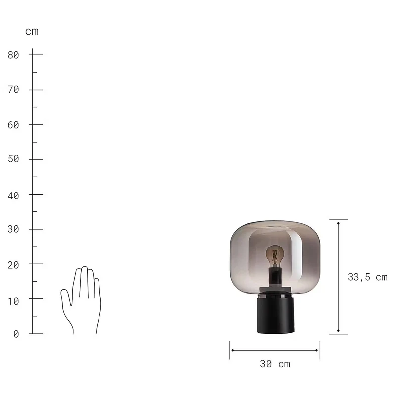 RUNA Tischleuchte – Moderne Tischlampe mit Rauchglas-Schirm