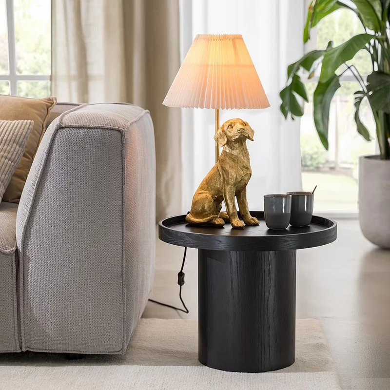 El Bello Hunde-Tischleuchte – Dekorative Designer-Lampe mit goldener Hundefigur