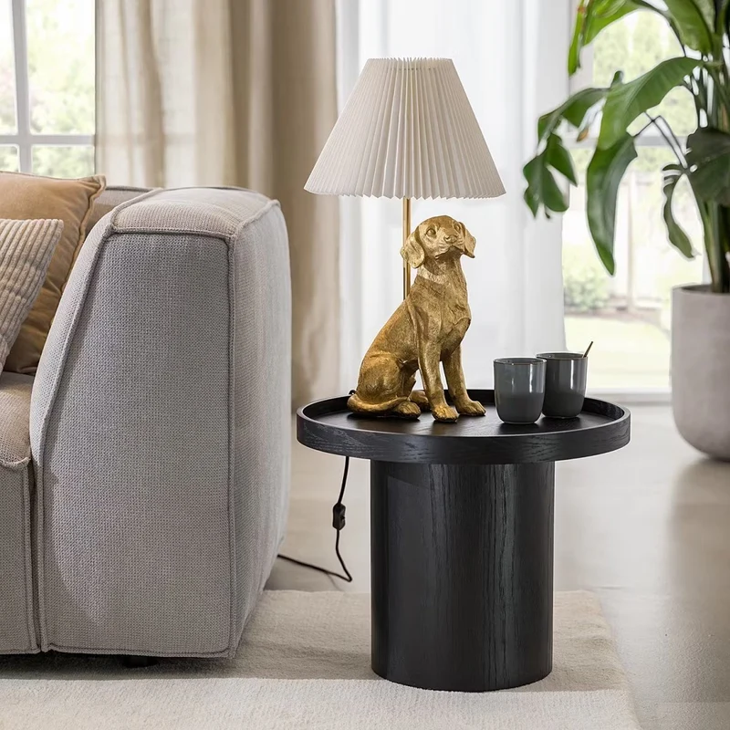 El Bello Hunde-Tischleuchte – Dekorative Designer-Lampe mit goldener Hundefigur