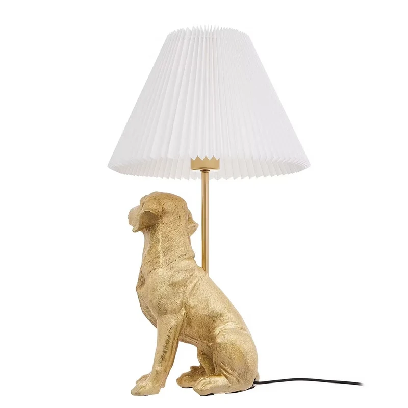 El Bello Hunde-Tischleuchte – Dekorative Designer-Lampe mit goldener Hundefigur