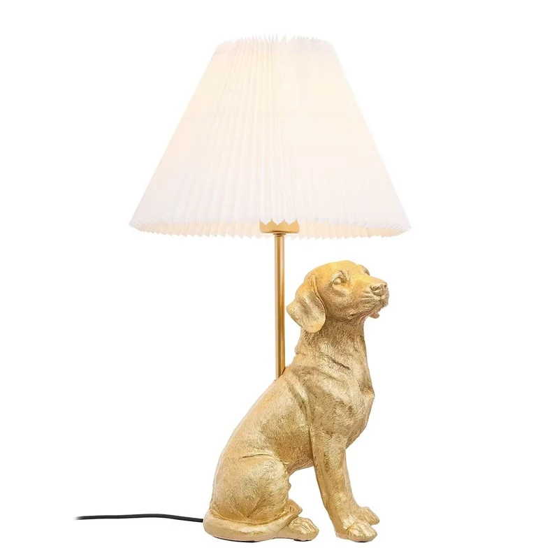 El Bello Hunde-Tischleuchte – Dekorative Designer-Lampe mit goldener Hundefigur