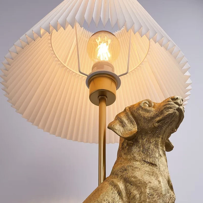 El Bello Hunde-Tischleuchte – Dekorative Designer-Lampe mit goldener Hundefigur