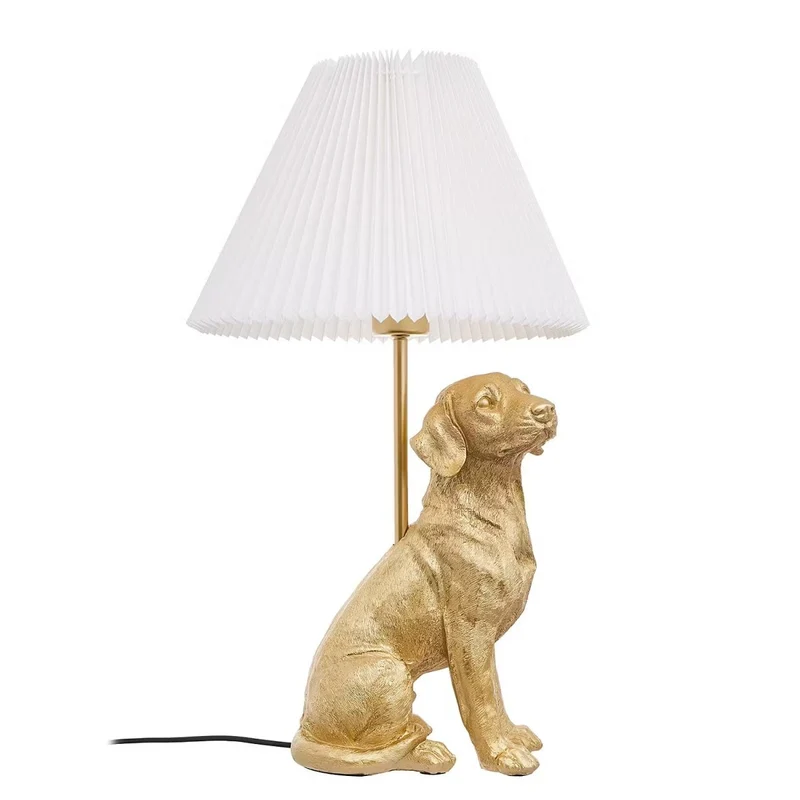 El Bello Hunde-Tischleuchte – Dekorative Designer-Lampe mit goldener Hundefigur