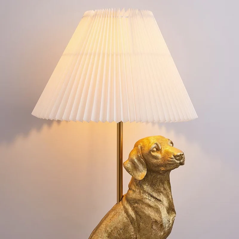 El Bello Hunde-Tischleuchte – Dekorative Designer-Lampe mit goldener Hundefigur